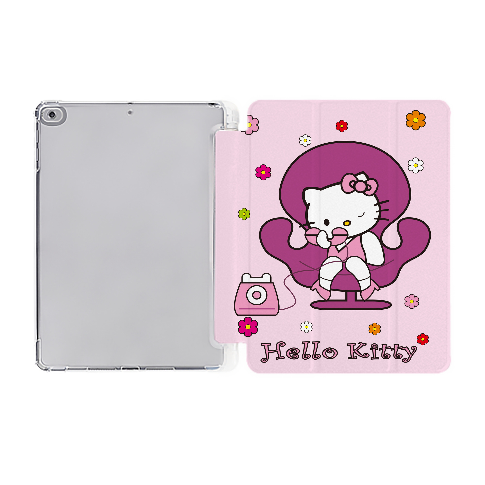 （画像用） Hello Kitty ハローキティ IPad ケース ペン収納付き 三つ折りスタンド PUレザー×シリコン 対応機種9.5/10.5/10.9インチ
